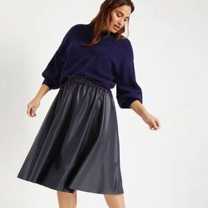 ELOQUII | Navy Leather Midi Skirt 22/24